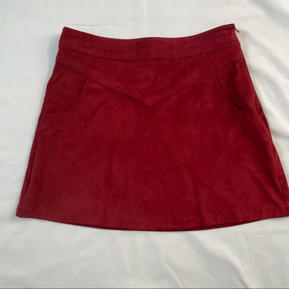 Forever 21, ultra sued burgundy red skirt.